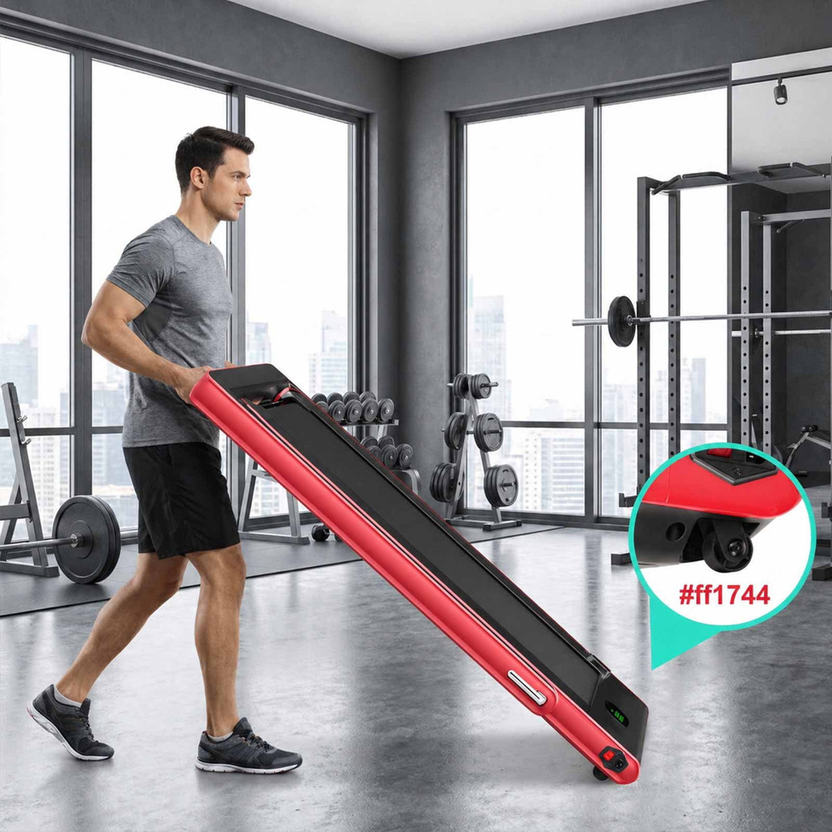 Airfind 2.25HP 2-in-1 Walk-to-Run Folding Treadmill with APP Sync Audio Console, Red