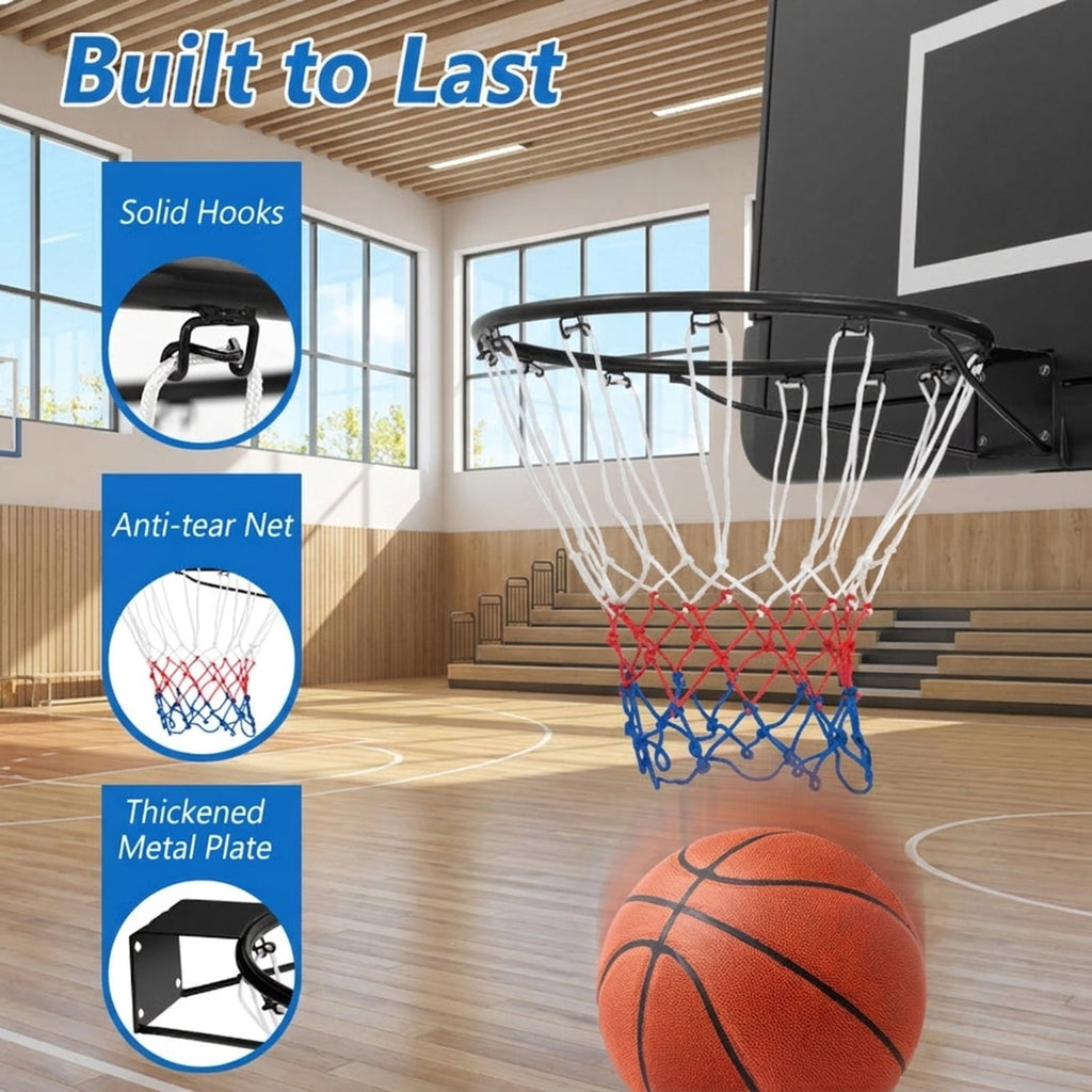 Airfind 15 Inch Replacement Basketball Rim with All-Weather Polyester Net and Heavy-Duty Metal Frame for Youth Garage Backboard Hoop Repair and Basketball Goal Restoration, Black