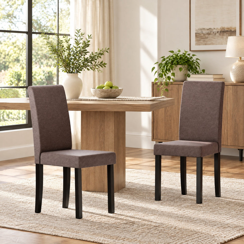 Airfind Set of 2 Dining Chair Mid-Century Modern Fabric Upholstered Parson Chairs, Chair 330 lbs Capacity, 17in x 22in x 35.5in Footprint, Brown