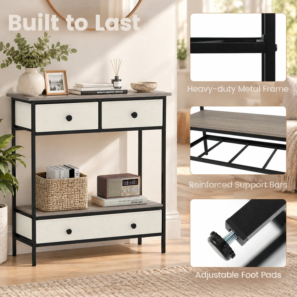 Airfind Farmhouse Console Table with Open Storage Shelf for Hallway, 66 lbs Capacity, Engineered Wood Metal Frame, 32 x 12 x 34 Footprint, Gray