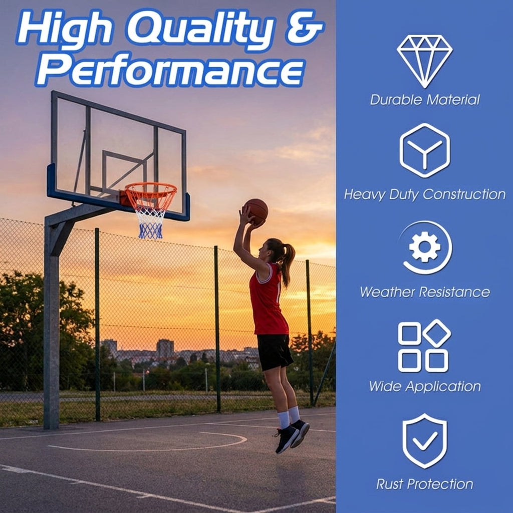 Airfind 18 Inch Steel Replacement Basketball Rim with All-Weather Polyethylene Net and Wall Mount Hardware for Indoor Outdoor Backboard Hoop Repair and Basketball Goal Restoration, Multicolor Net