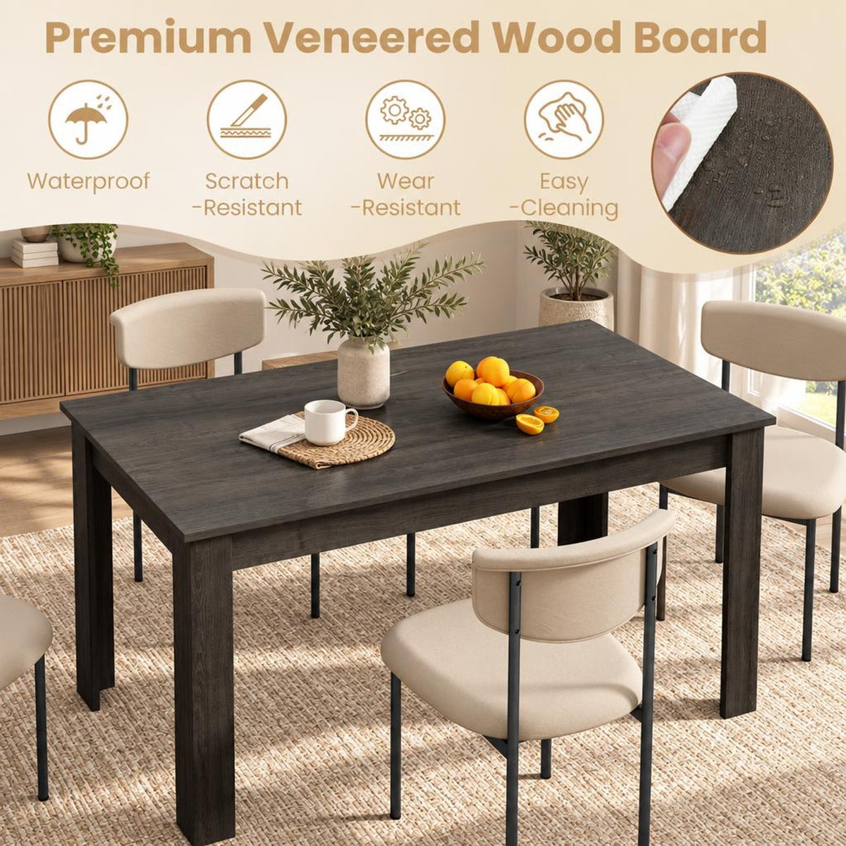 Airfind 63 Inch Rectangular Modern Dining Kitchen Table, 330 lbs Capacity, Engineered wood Frame, 63 x 31.5 x 30 Footprint, Gray
