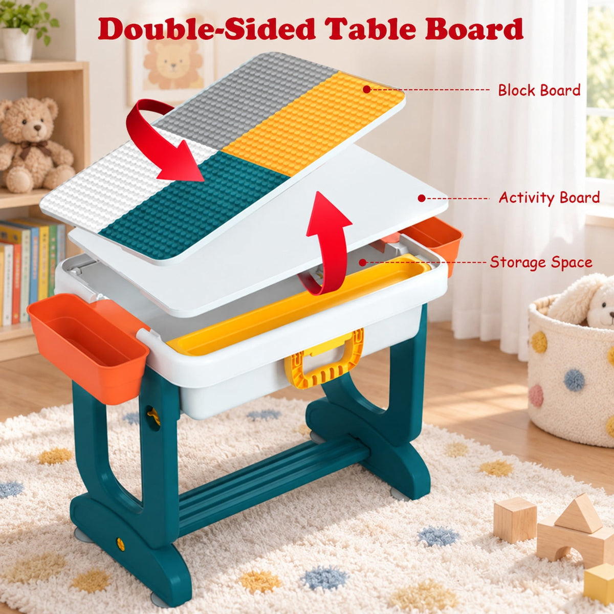 Airfind 5-in-1 Kids Activity Table Set, 220 lbs Capacity, PP PE ABS Frame, for Over 3 years old, As shown in the picture