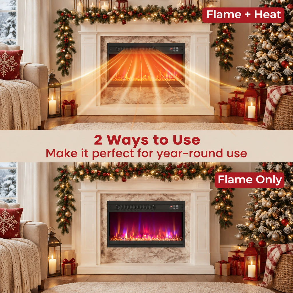 Airfind 18/23/26 Inch 1500W Electric Fireplace Insert with Remote Control-23 inches, Metal Tempered Glass Frame, 19.3in x 4.8in x 17.7in Footprint