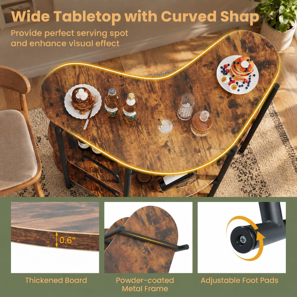 Airfind 3-Tier Liquor Bar Table with Stemware Racks and Storage Shelves, 200 lbs Capacity, Engineered Wood Metal Frame, 48 x 26 x 40 Footprint