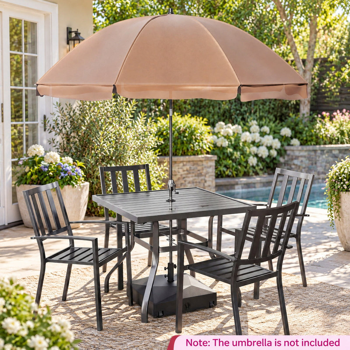Airfind 154lbs Mobile Fillable Patio Umbrella Base with 4 Wheels, HDPE Metal Frame, 21.5 x 21.5 x 15 Base Footprint, Black