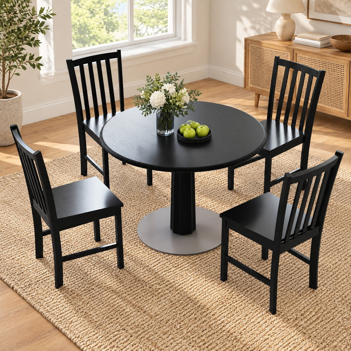 Airfind Rustic Dining Chairs Set of 2 Wooden Kitchen Chairs with Slat Tilt Backrest, Chair 330 lbs Capacity, Rubber Wood Frame, White