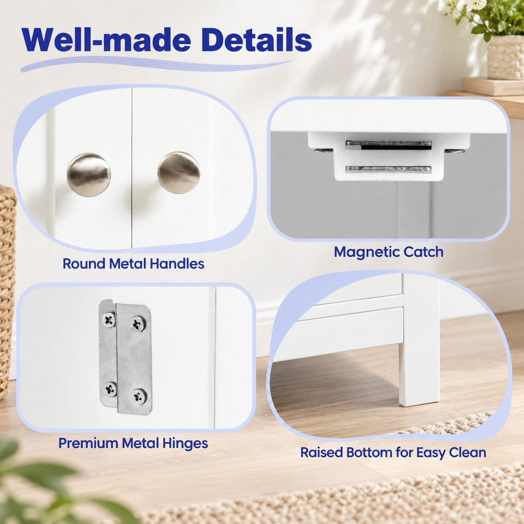 Airfind Free Standing Bathroom Storage Cabinet with Large Drawer, 110 lbs Capacity, MDF Frame, 23.5in x 12in x 31.5in Footprint, White
