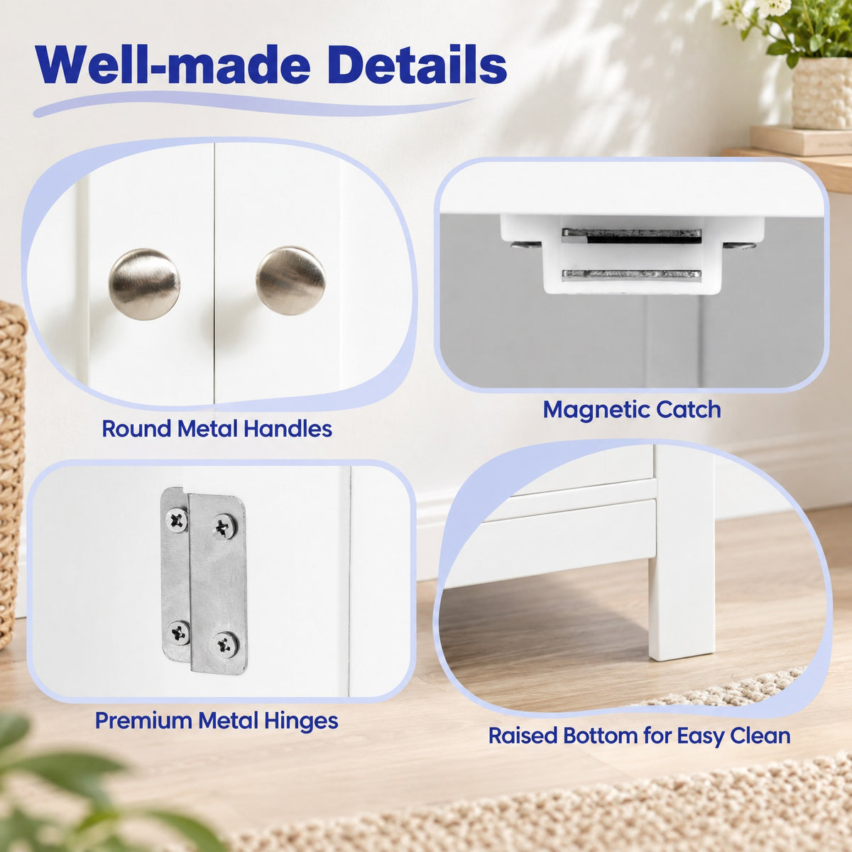 Airfind Free Standing Bathroom Storage Cabinet with Large Drawer, 110 lbs Capacity, MDF Frame, 23.5in x 12in x 31.5in Footprint, White