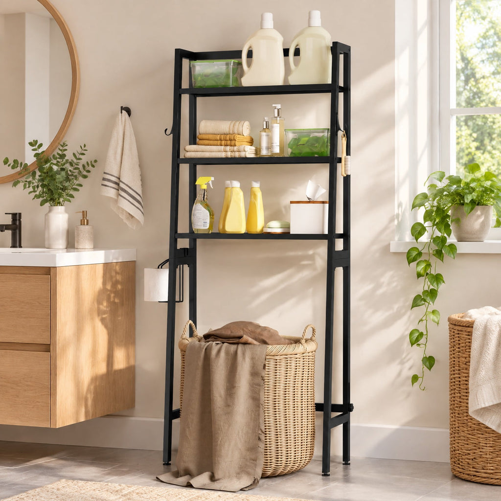 Airfind 3-Tier Over The Toilet Storage Shelf with Adjustable Bottom Bar, ‎Metal Item weight 20 lbs Frame, Black