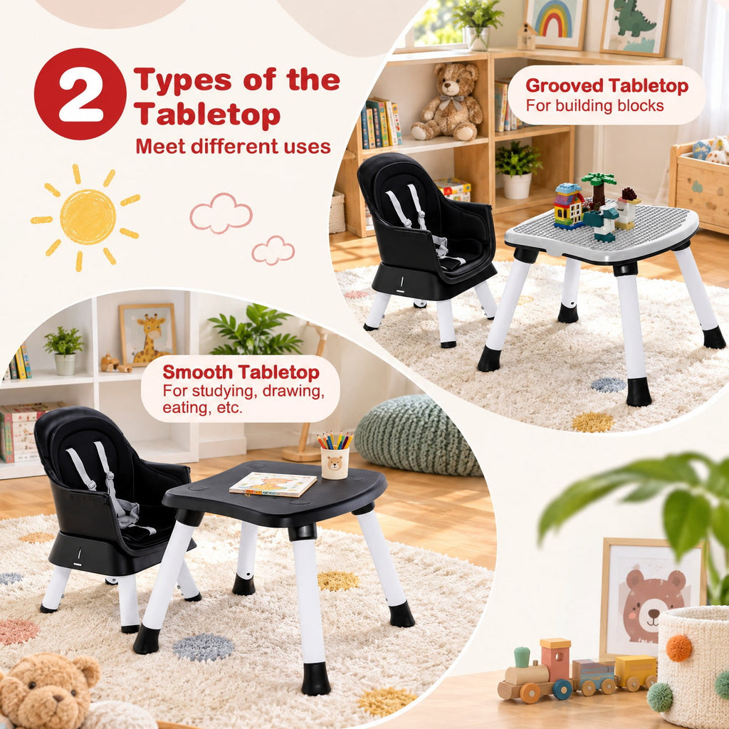 Airfind 6-in-1 Convertible Youth High Chair with Adjustable Removable Tray, 55 lbs Capacity, PP PU for Everyday Use, Unspecified