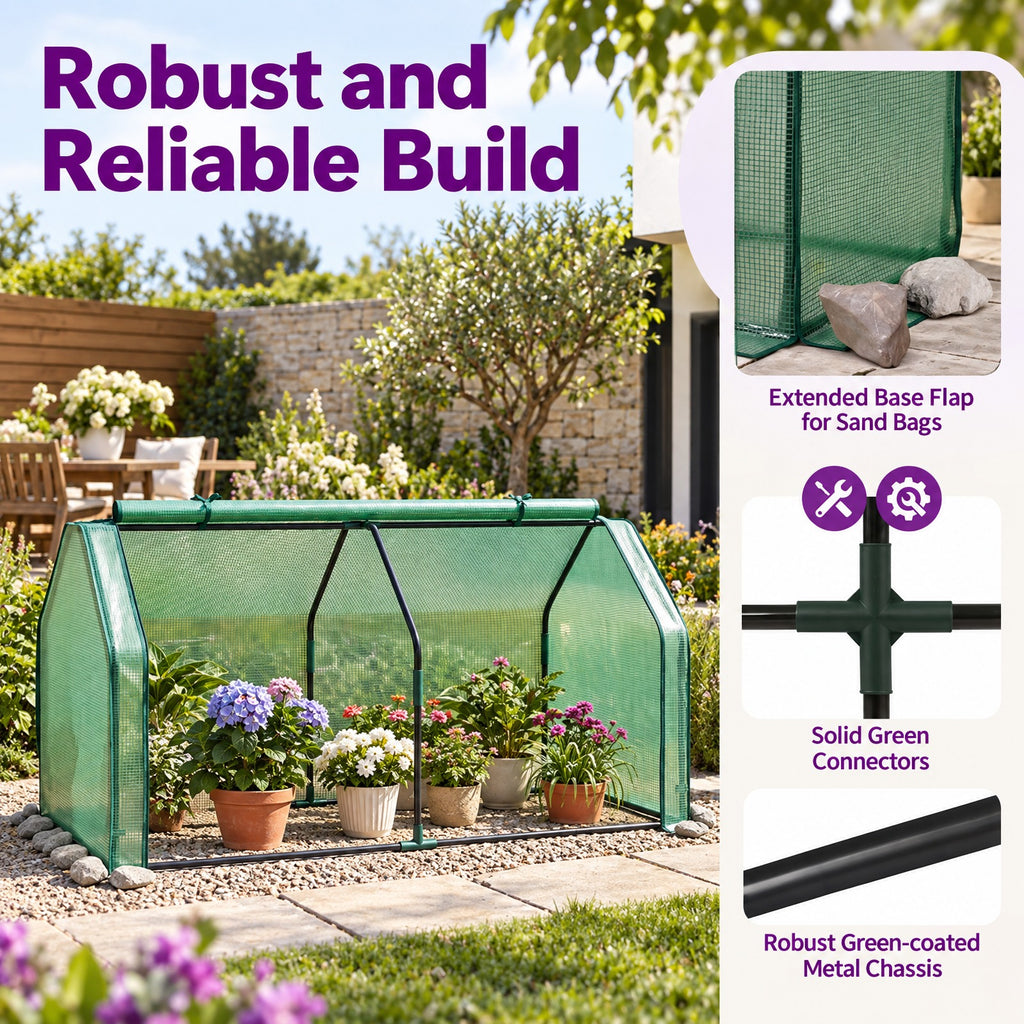 Airfind Portable Mini Greenhouse Small Garden Greenhouse with PE Cover and Zippered Roll-up Door for Vegetables, Green