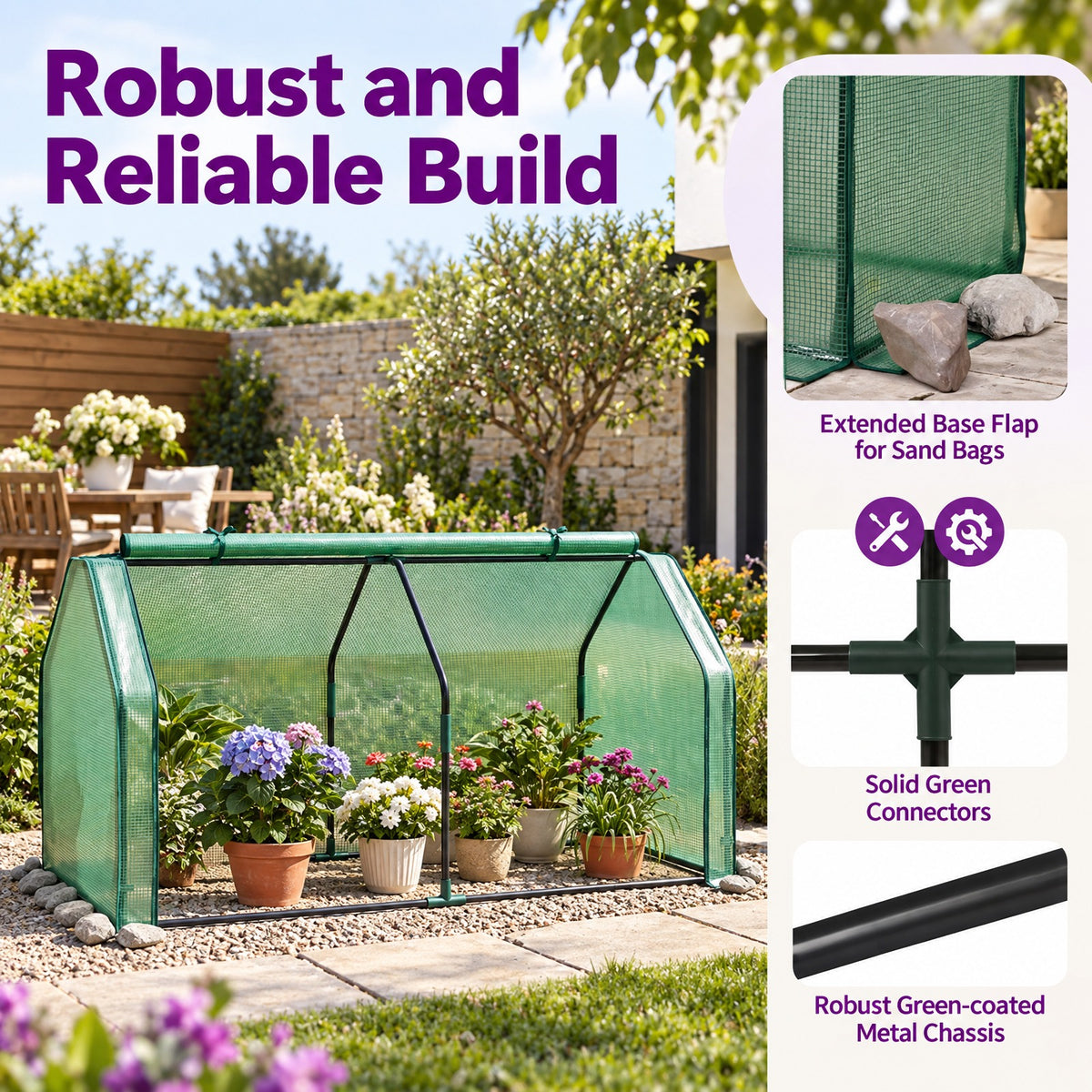 Airfind Portable Mini Greenhouse Small Garden Greenhouse with PE Cover and Zippered Roll-up Door for Vegetables, Green