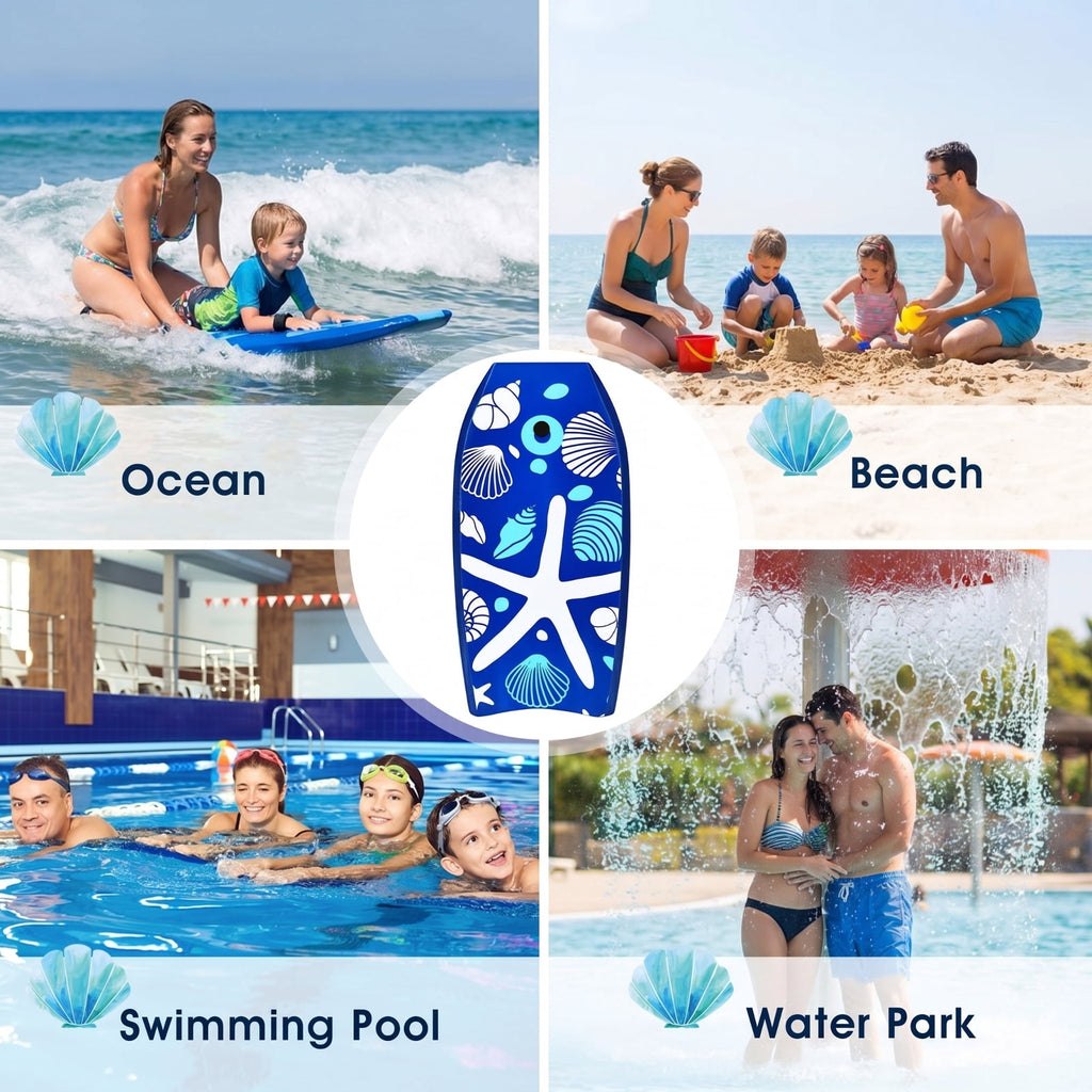 Airfind 41 Inch Portable Travel Bodyboard for Adults ¡ª XPE Deck, EPS Core, HDPE Slick Bottom, Crescent Tail, Wrist Leash (Blue)