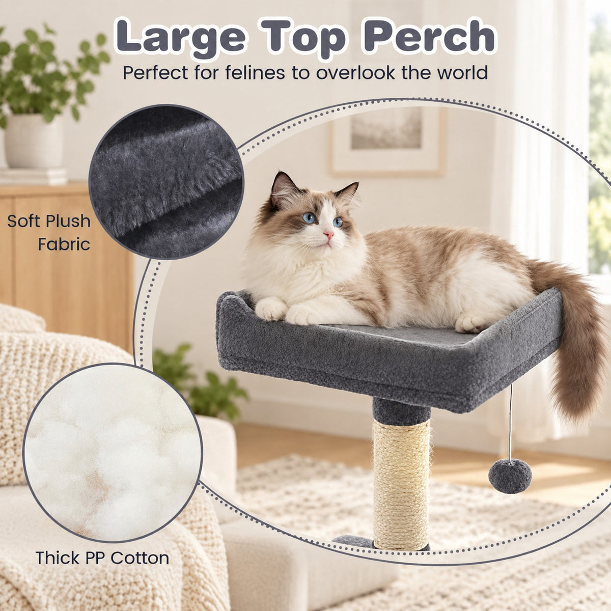 Airfind Multi-level Cat Tree Modern Cat Tower with Upholstered Perch and 2 Cat Condo, 24 x 18.5 Footprint, Dark Gray