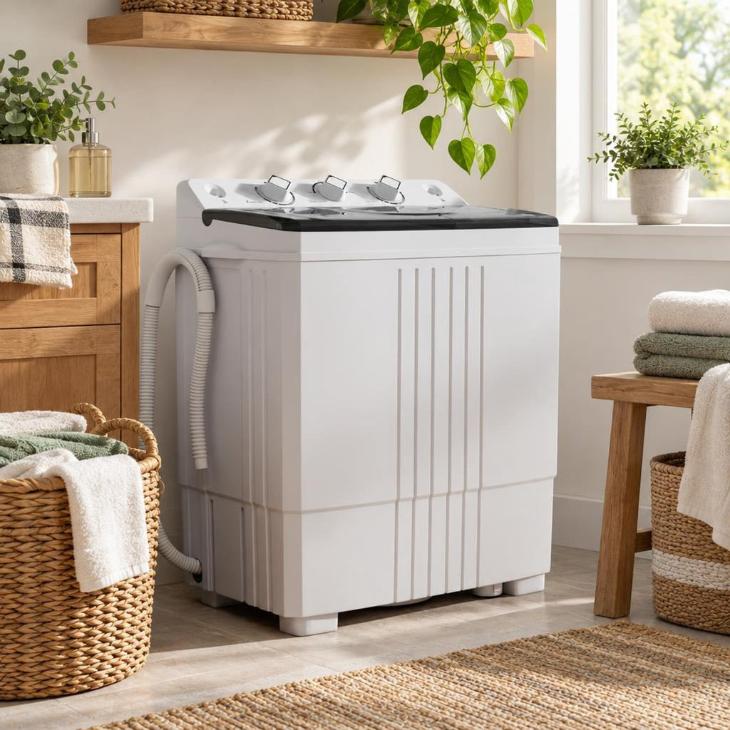 Airfind Portable Washing Machine with Built-in Drain Pump, PP Frame, Black, Suitable for home apartment dorm and RV