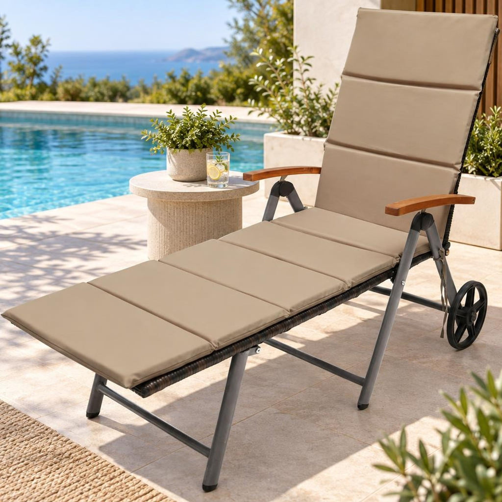 Airfind Outdoor Chaise Lounge Chair Rattan Lounger Recliner Chair, 385 lbs Height from ground to seat: 15.7 Capacity, PE rattan aluminum Frame