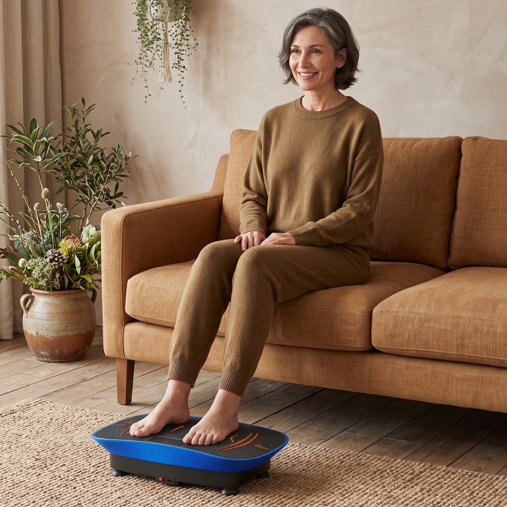 Airfind Whole Body Vibration Plate Exercise Machine for Lymphatic Drainage and Weight Loss, Vibration Platform with 10 Speed Intensities, LED Display and, Navy