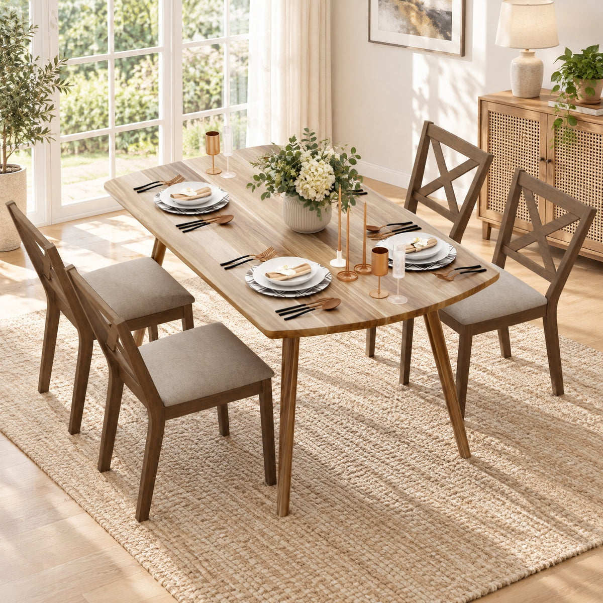 Airfind Dining Chair Set of 2 Modern Kitchen Chair with Upholstered Seat, Brown, The stable structure ensures a weight capacity of up to 400 lbs