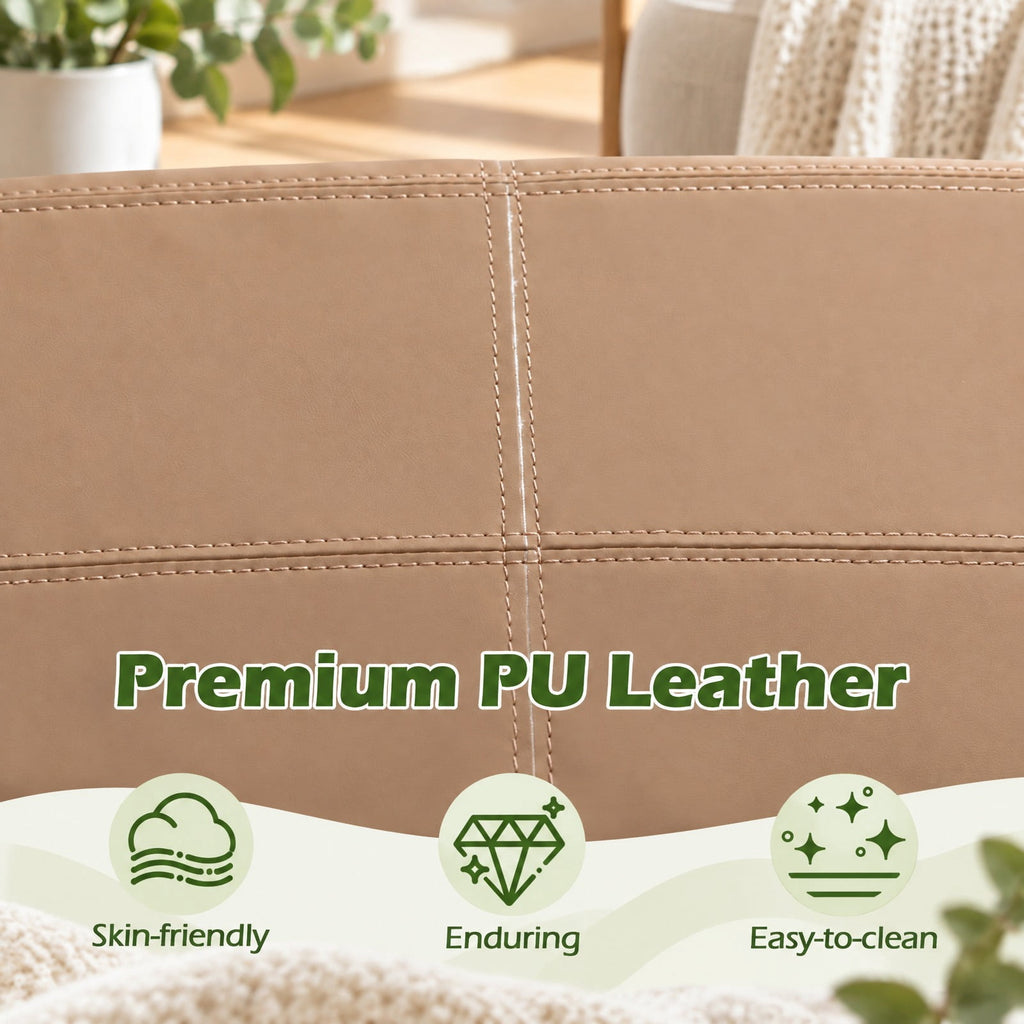 Airfind PU Leather Modern Accent Chair with Removable Seat Cushion, 350 lbs Capacity, PU Leather Sponge Plywood Plastic Frame, Brown