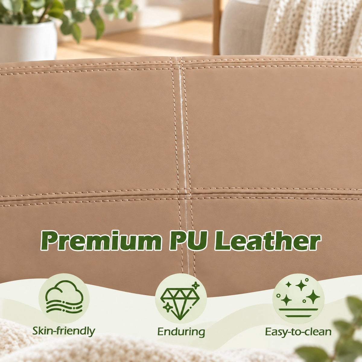 Airfind PU Leather Modern Accent Chair with Removable Seat Cushion, 350 lbs Capacity, PU Leather Sponge Plywood Plastic Frame, Brown