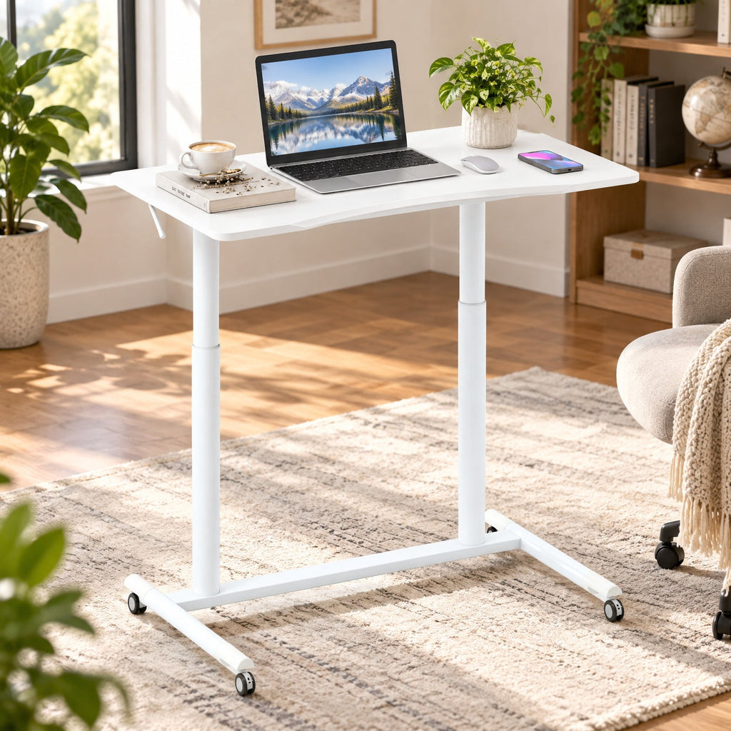 Airfind Height Adjustable Computer Desk Sit to Stand Rolling Notebook Table, MDF Frame, 37.5 x 21.5 x 27.5-42 Footprint, Balck