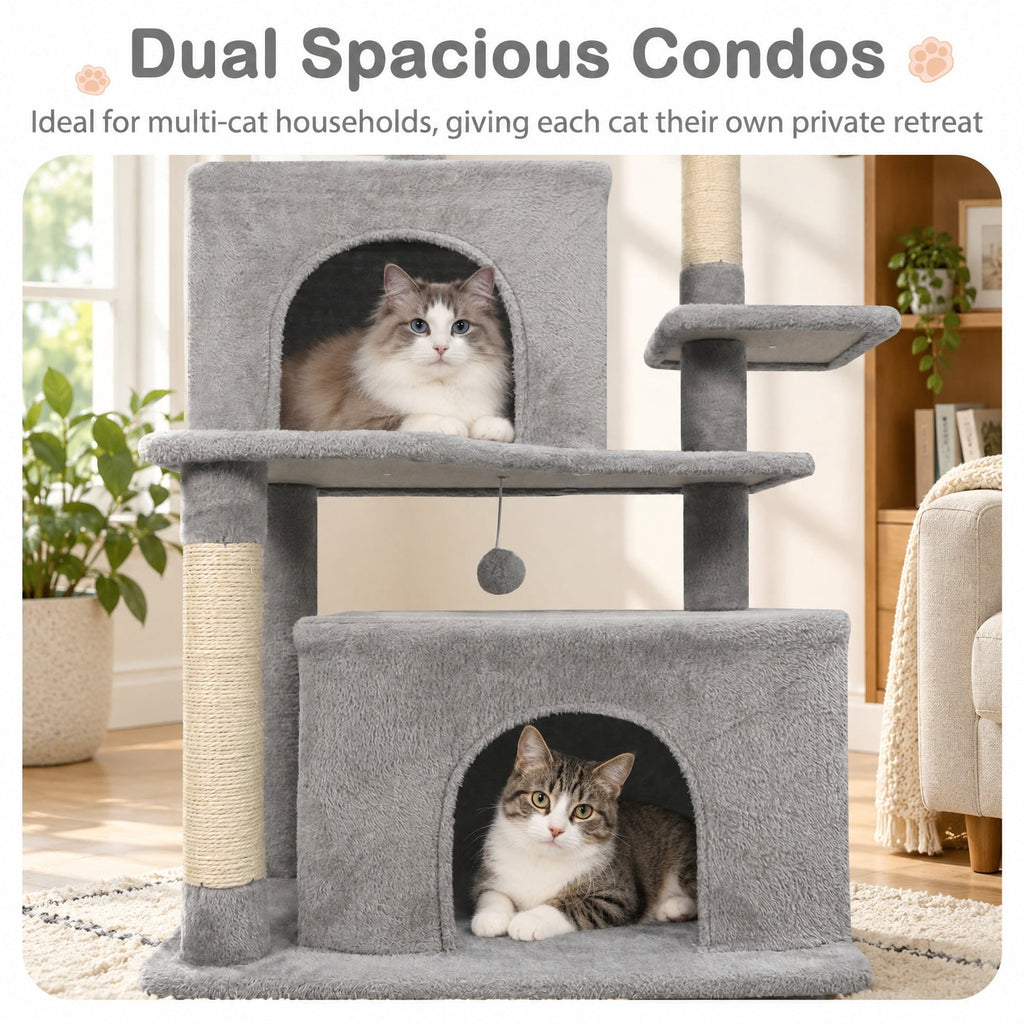 Airfind Large Cat Tree for Indoor Cats 70 Tall Cat Tower, 33 lbs Capacity, Plush Fabric Sisal Engineered Wood Overall Height 70 Base Frame