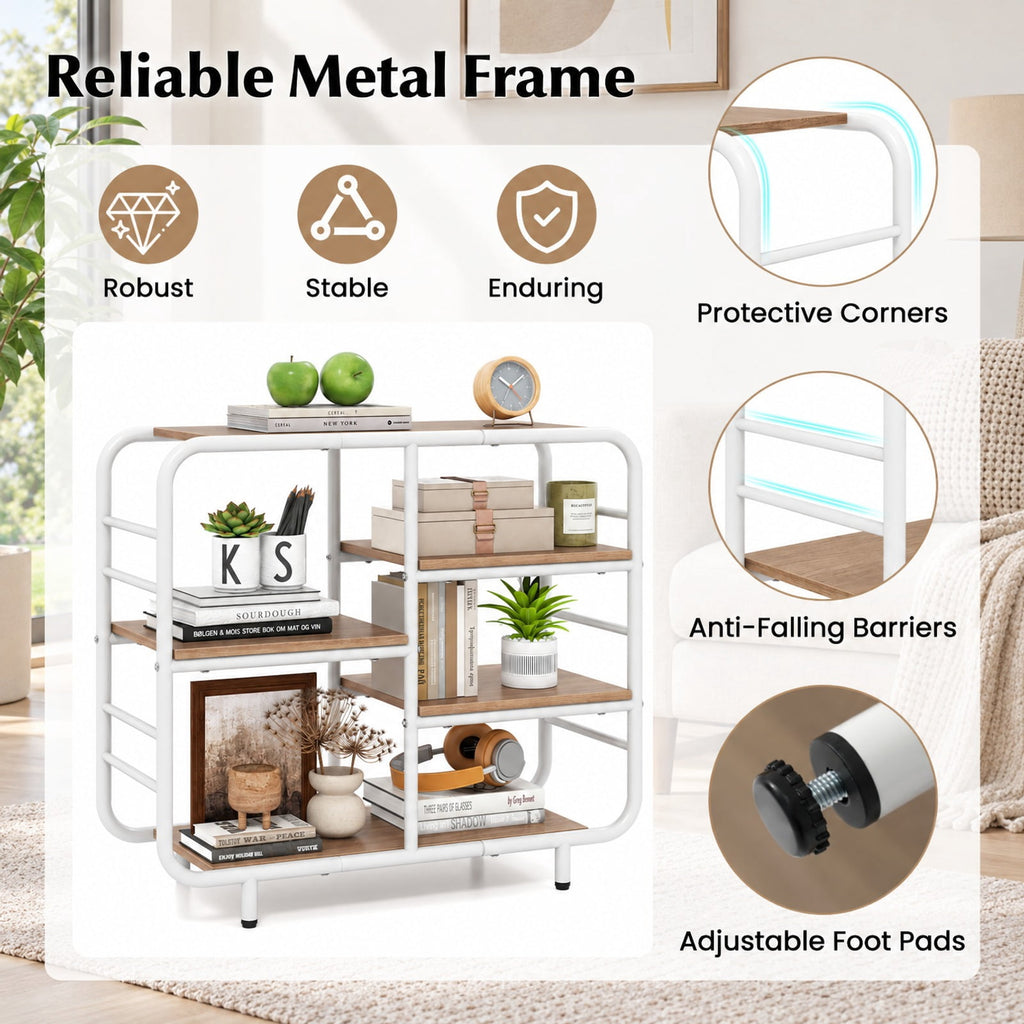 Airfind 5-Tier Storage Organizer Open Book Shelf with Metal Frame, 88 lbs Capacity, Engineered Wood Metal Frame, 30.5 x 12 x 27 Footprint