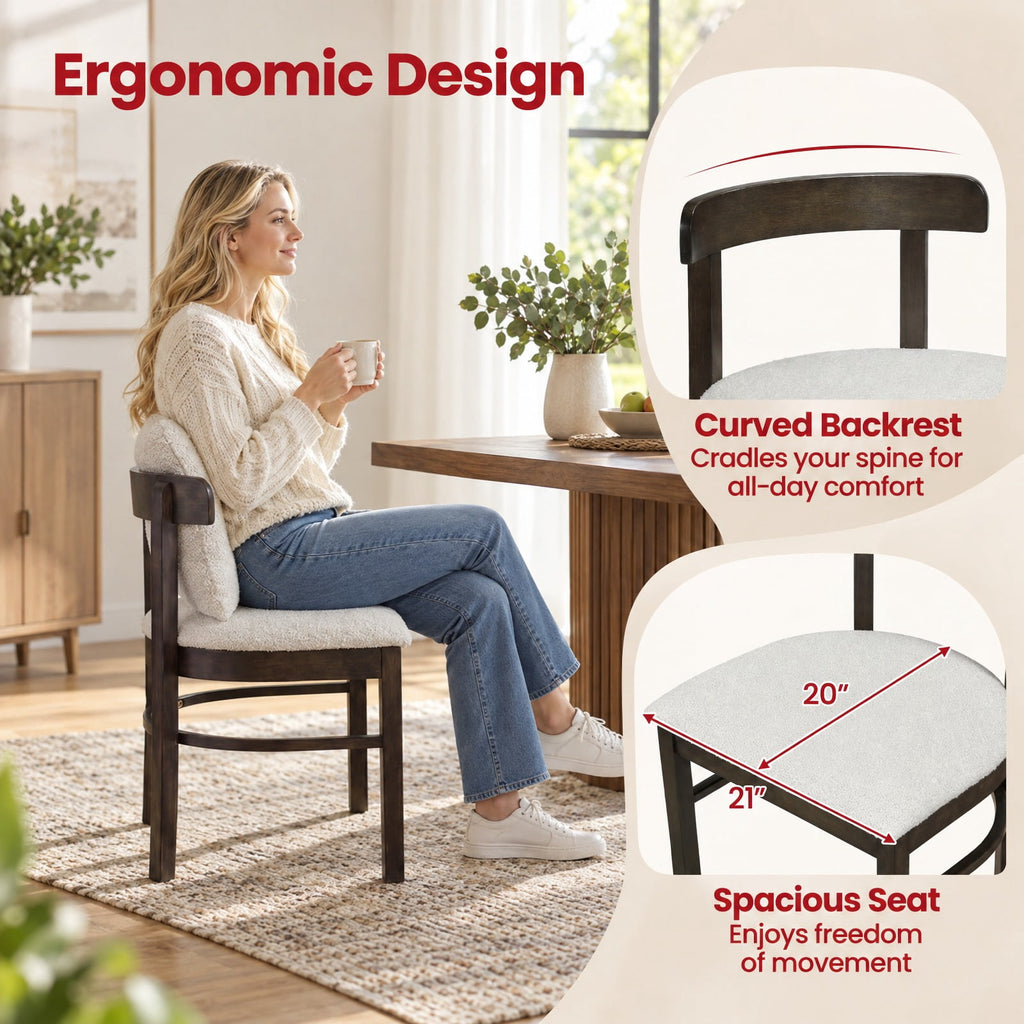 Airfind Fabric Upholstered Wood Dining Chairs Set of 4 featuring Removable Pillow, 330 lbs Capacity, MDF Sponge Rubber Wood Polyester Frame, Gray