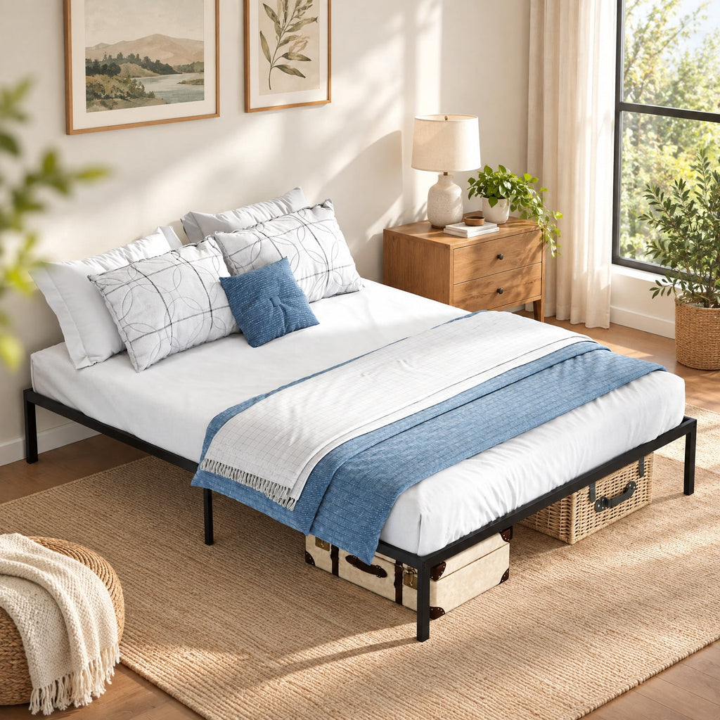 Airfind Full/Queen/King Size Metal Bed Frame Heavy Duty Support Slats Mattress Foundation, 660 lbs Capacity, Metal Full Frame, Black