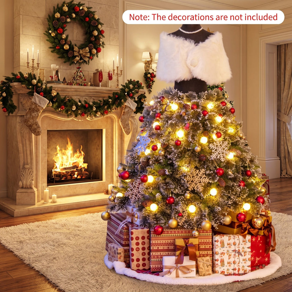 Airfind 5 FT Pre-lit Mannequin Artificial Christmas Tree Hinged Dress Form Xmas Tree with 465 Branch Tips, Green and White