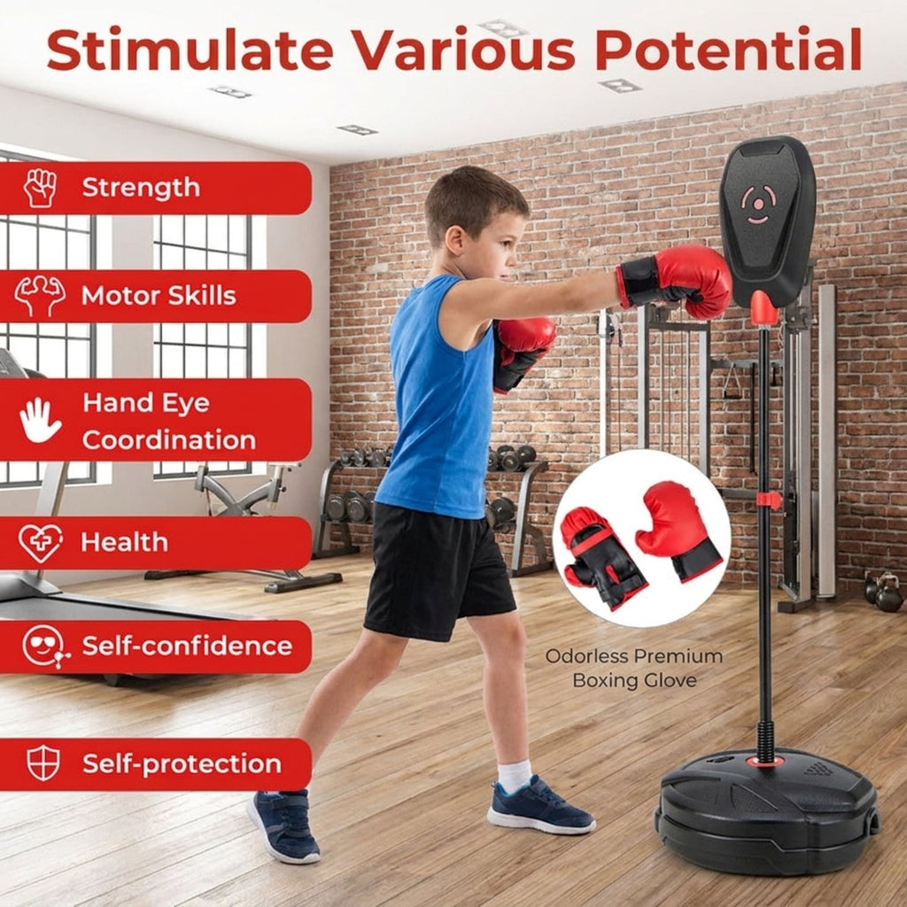 Airfind Heavy Duty Freestanding Punching Bag with Reinforced Canvas and Pre-Filled Sand Base and 12oz Boxing Gloves and Quick Assembly for Adults Home Training, Black