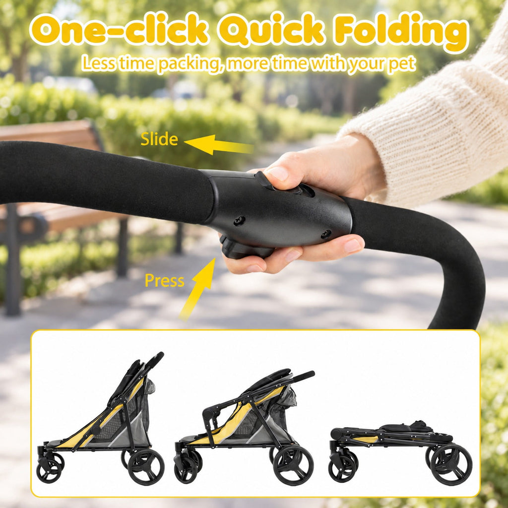 Airfind 220 LBS Heavy Duty Dog Stroller for Large and Medium Dogs with One-Step Foot Brake and Top and Front Windows, 41.5in x 27in x 40inCabin Footprint