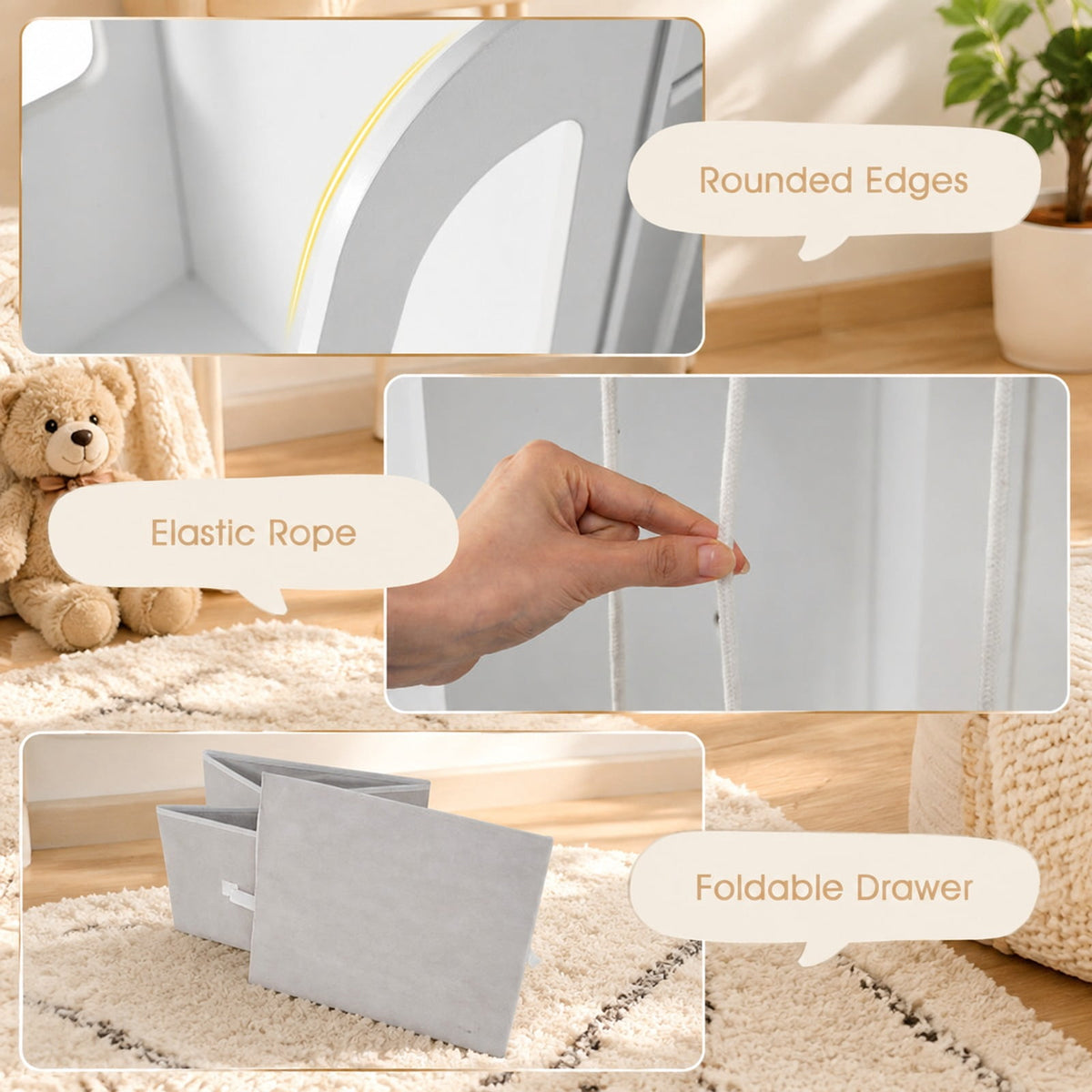 Airfind Toy Storage Organizer with Stuffed Animal Storage Fabric Drawer and Universal Wheels, 35 lbs Capacity, for 3+ Years Old, White