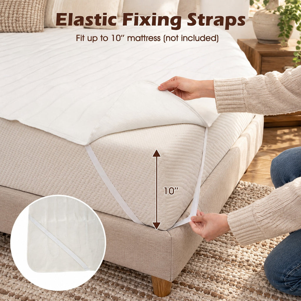 Airfind Machine Washable Electric Bed Warmer with Dual Controller 9 Heat Setting and 9-Hour Auto Off and Overheat Protection, Non-woven Fabric Frame