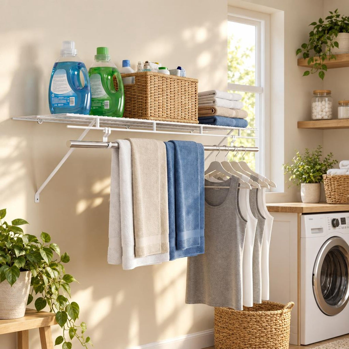 Airfind Closet Shelves Wall Mounted with Ventilated Metal Wire Shelving Kit, 44 lbs Capacity, Metal Stainless Steel Frame, 48 x 12 x 12 Footprint