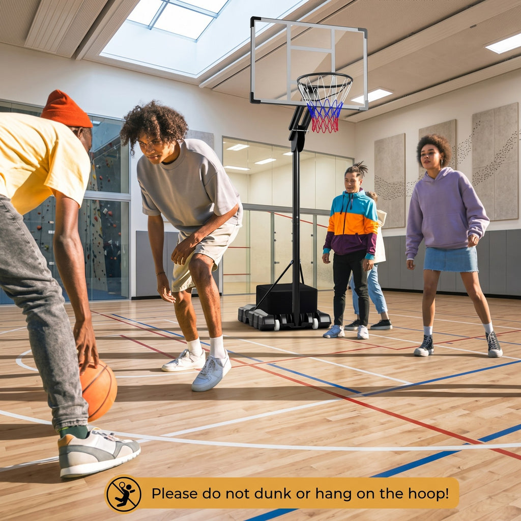 Airfind Portable Basketball Hoop System, 4.9-10 FT Height Adjustable Basketball Goal with Shatterproof Backboard, Fillable Base Weight Bag, 2 Wheels for Kids, Black