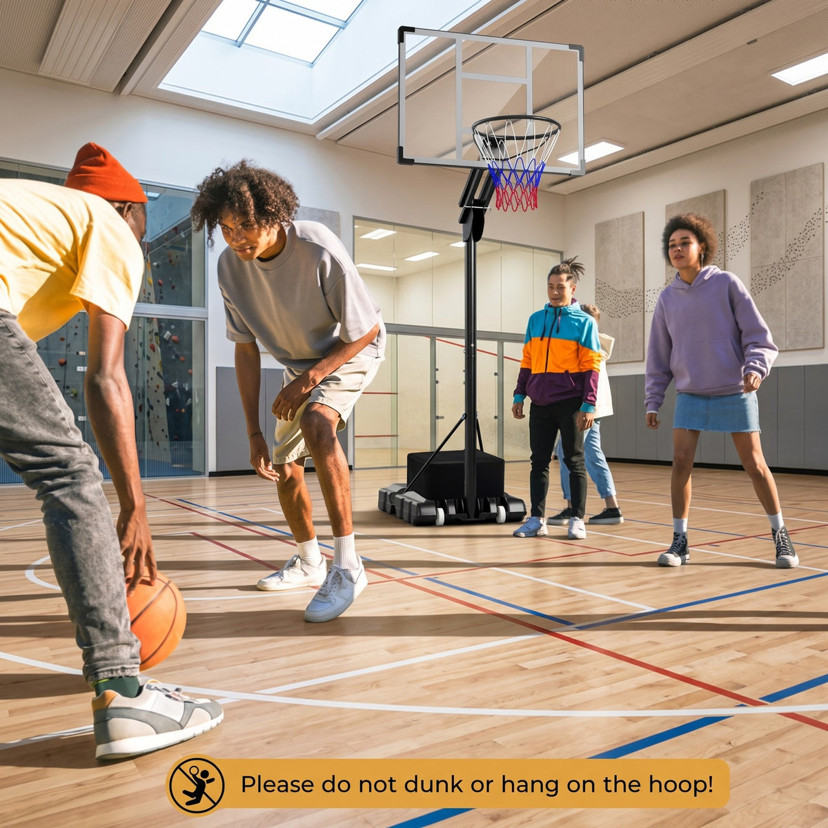 Airfind Portable Basketball Hoop System, 4.9-10 FT Height Adjustable Basketball Goal with Shatterproof Backboard, Fillable Base Weight Bag, 2 Wheels for Kids, Black