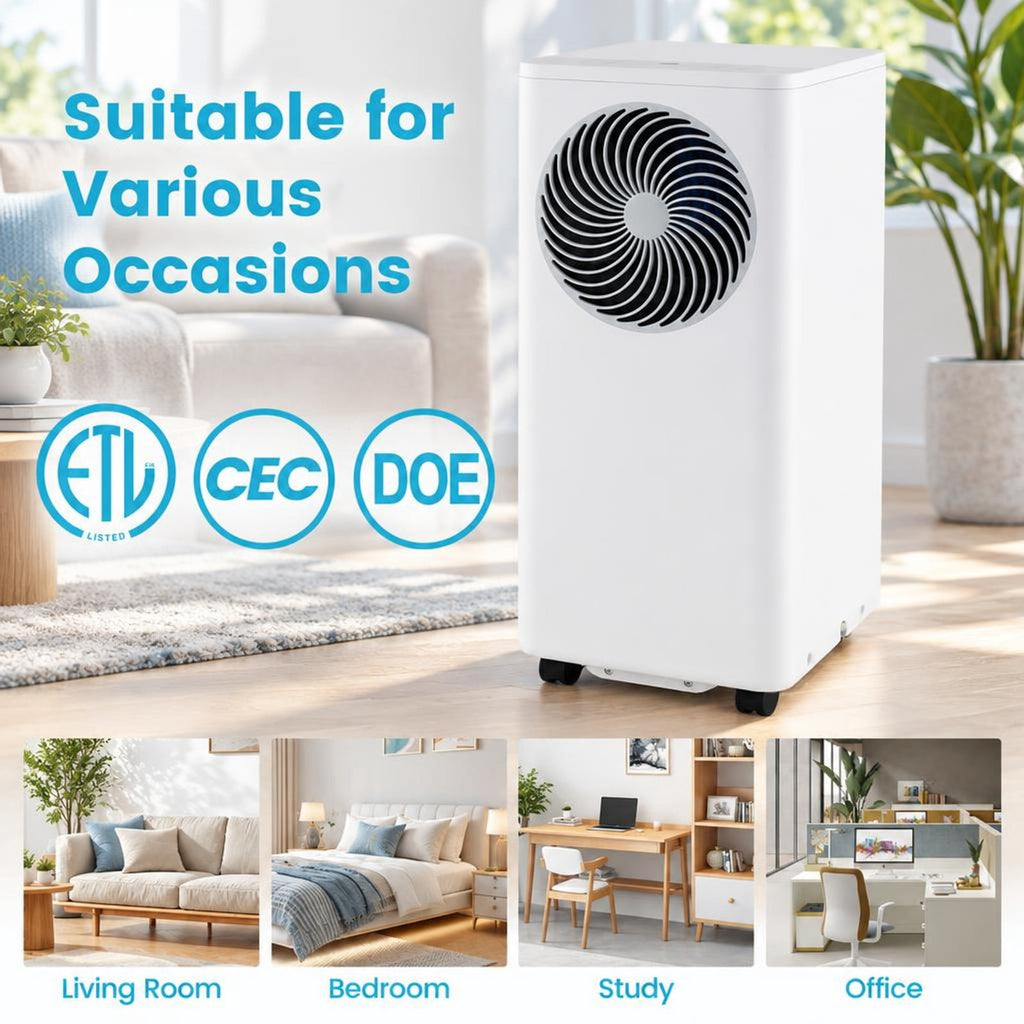 Airfind 8200/10000 BTU Portable Air Conditioner 3-in-1 Stand up AC Unit with Dehumidifier-8200 BTU, HIPS ABS Frame, White