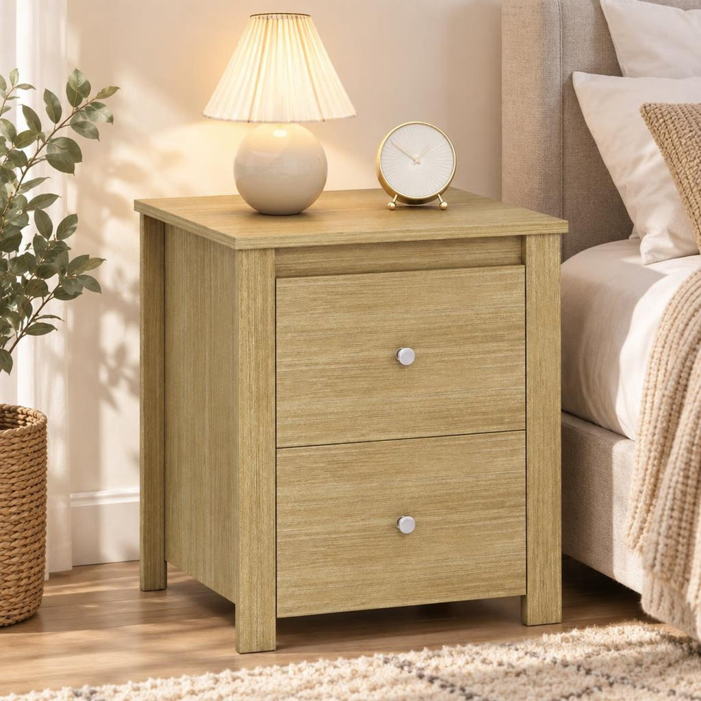 Airfind Nightstand with 2 Drawers Storage for Bedroom Living Room Small Spaces, 66 lbs Capacity, Engineered Wood Metal Frame, White