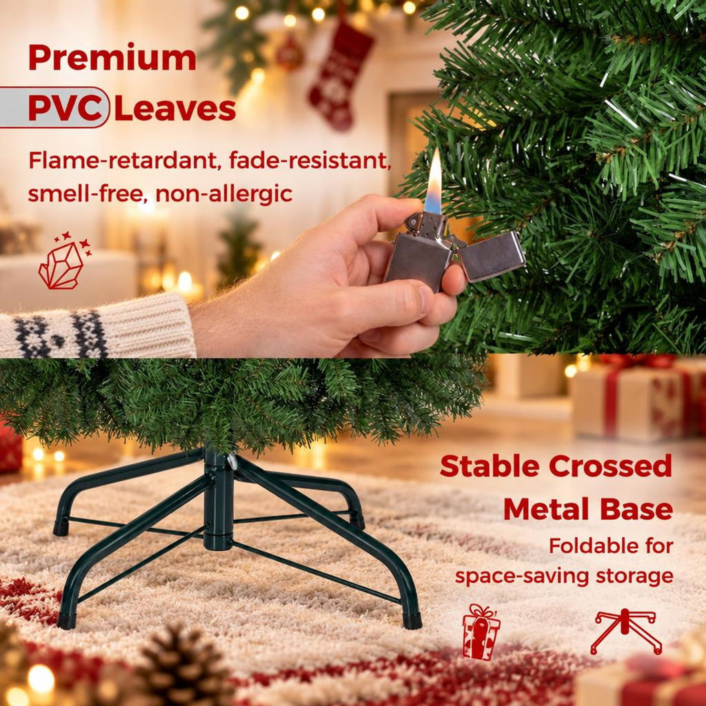 Airfind 5ft Automatic Christmas Tree with 519 Full PVC Branch Tips, PVC Frame, Tree Height 5 ft, Tree Width 3 ft