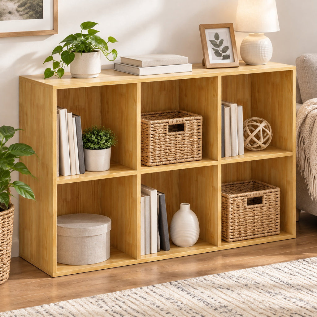 Airfind Modern 6-Cube Bookcase with Anti-tipping Kits for Bedroom Living Room, 132 lbs Capacity, Engineered Wood Frame, 36 x 11.5 x 24 Footprint