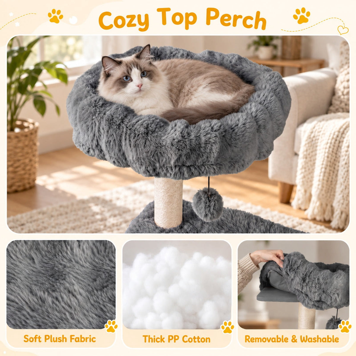 Airfind 67 Inch Multi-level Cat Tree with Large Cat Condo and Padded Perch, 22 lbs Capacity, Polyester Fabric PP Cotton Sisal Engineered Wood Frame