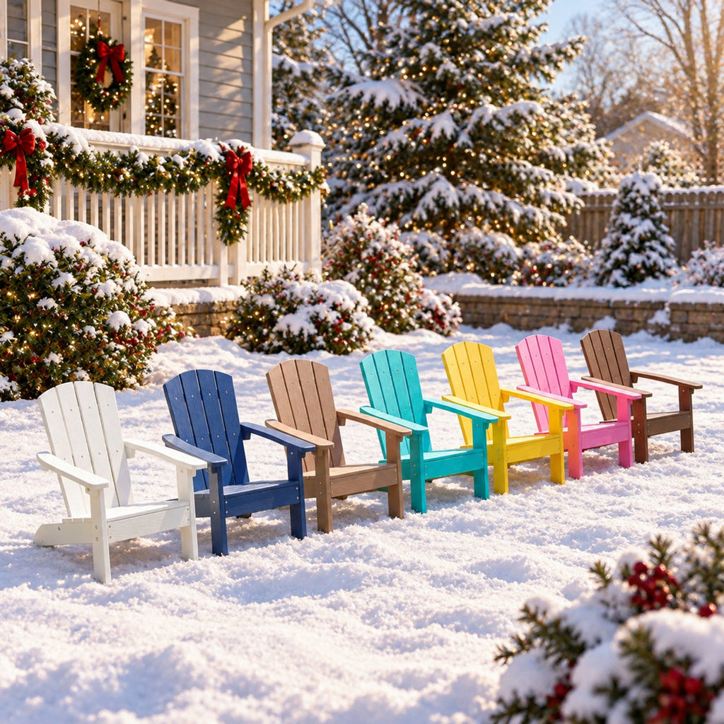 Airfind All-Weather HIPS Kids Adirondack Chair with with High Backrest and Armrests, 165 lbs Capacity, Wood-like HIPS Frame, White