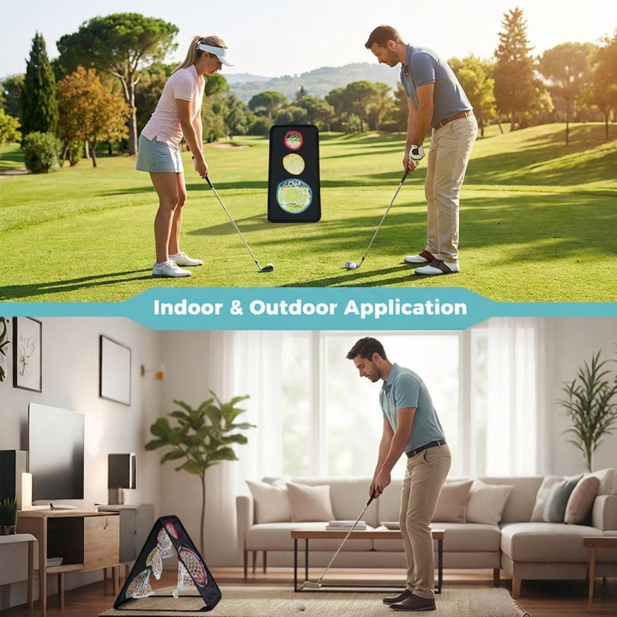 Airfind Golf Hitting Net for Backyard Driving with Pop-Up Frame and Target Zone plus Ground Stakes and Carry Bag for Indoor Outdoor Practice, Black