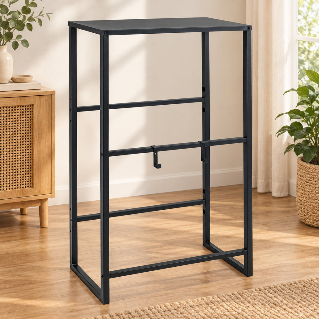 Airfind 3-Tier Drink Crate Rack with Shelf for Beer and Water for Kitchen and Garage, 44.1 lbs Capacity, Metal Frame, Black