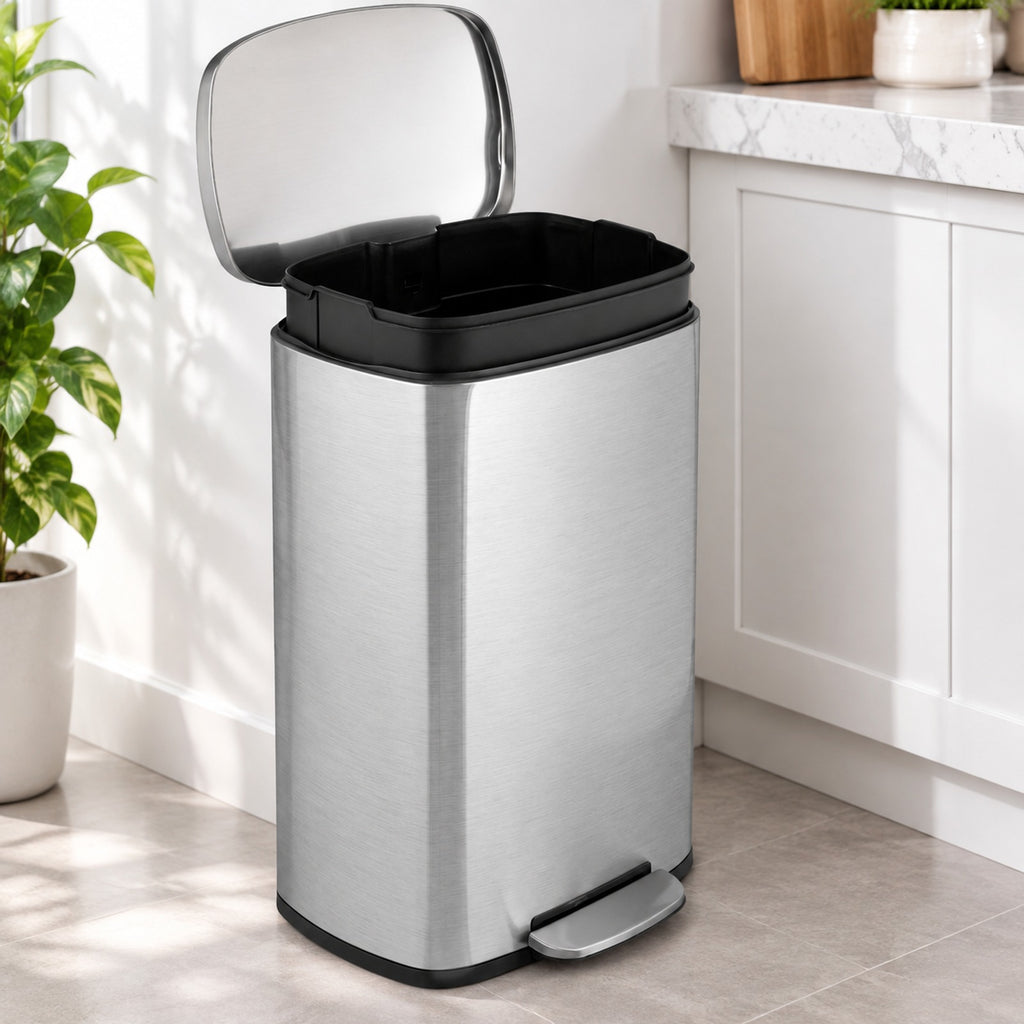 Airfind 13.2 Gallon Stainless Steel Trash Garbage Can with Bucket, PP steel stainless Frame, 17in x 12in x 26in (L x W x H) The Footprint, Silver Main
