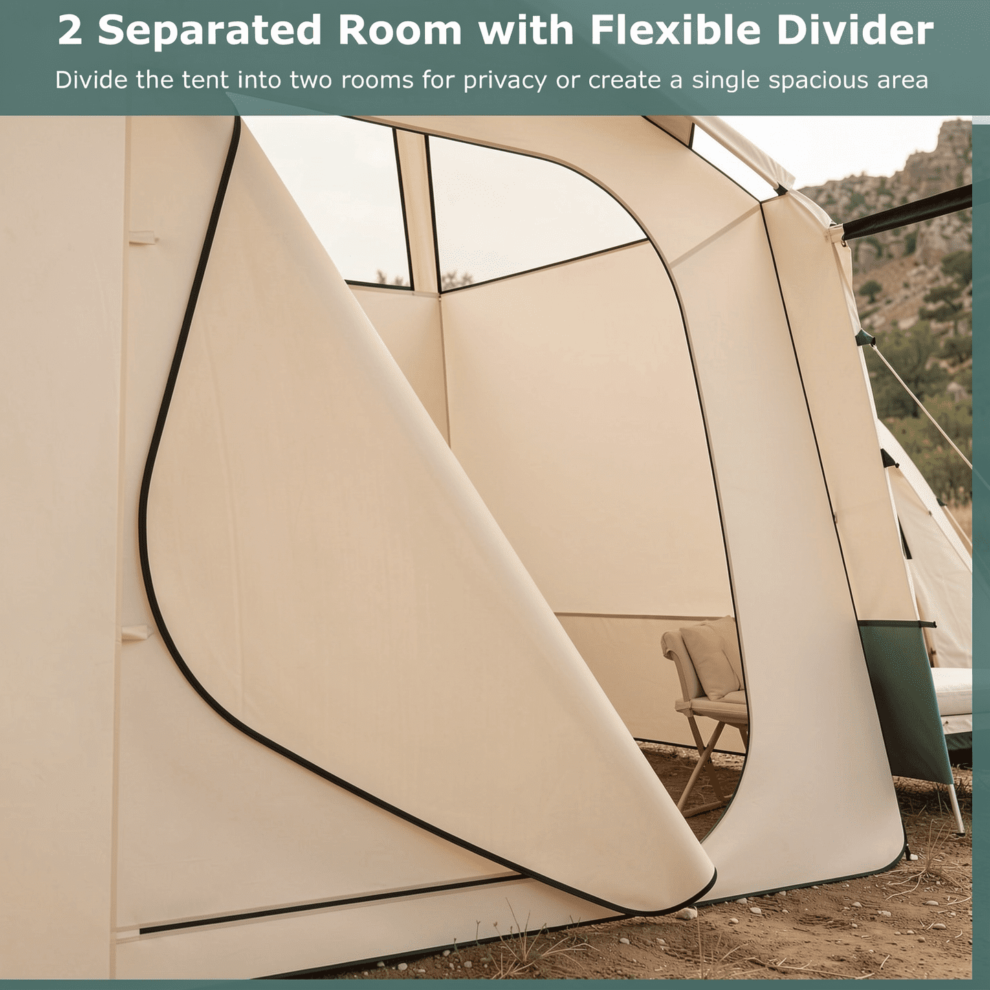 Airfind 6-8 Person Large Family Camping Tent with Porch, 2 Rooms and 2 Doors, Waterproof Cabin Tent with Skylight and Rainfly, Green