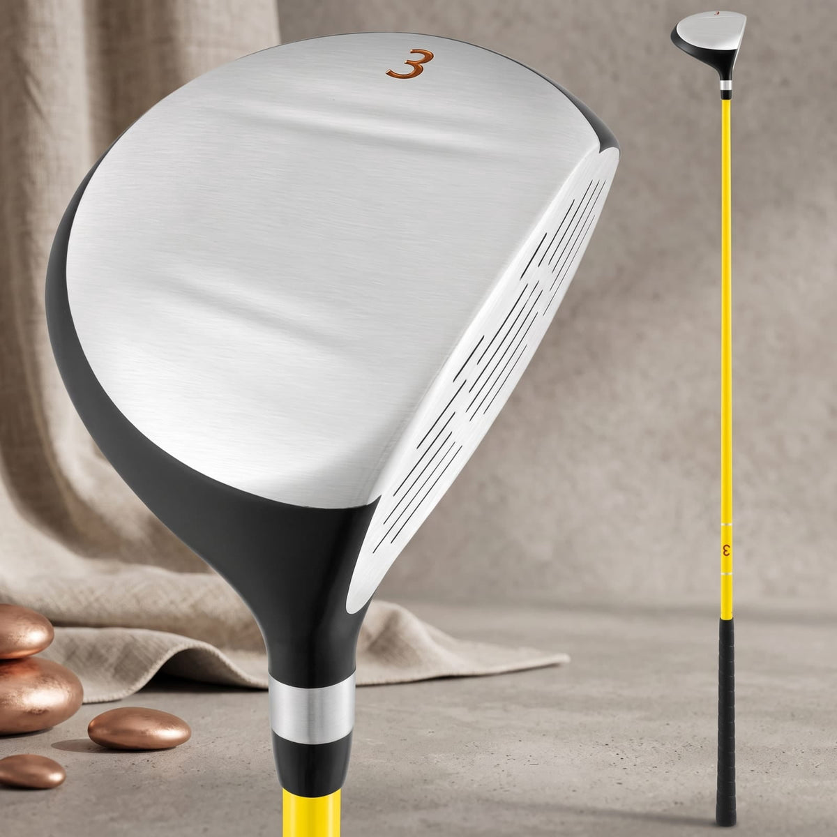 Airfind 34 Inch Junior 165CC #3 Fairway Wood Golf Club with Fiberglass Shaft and Rubber Grip for Kids Ages 8 to 10 Right Hand Beginners, Yellow