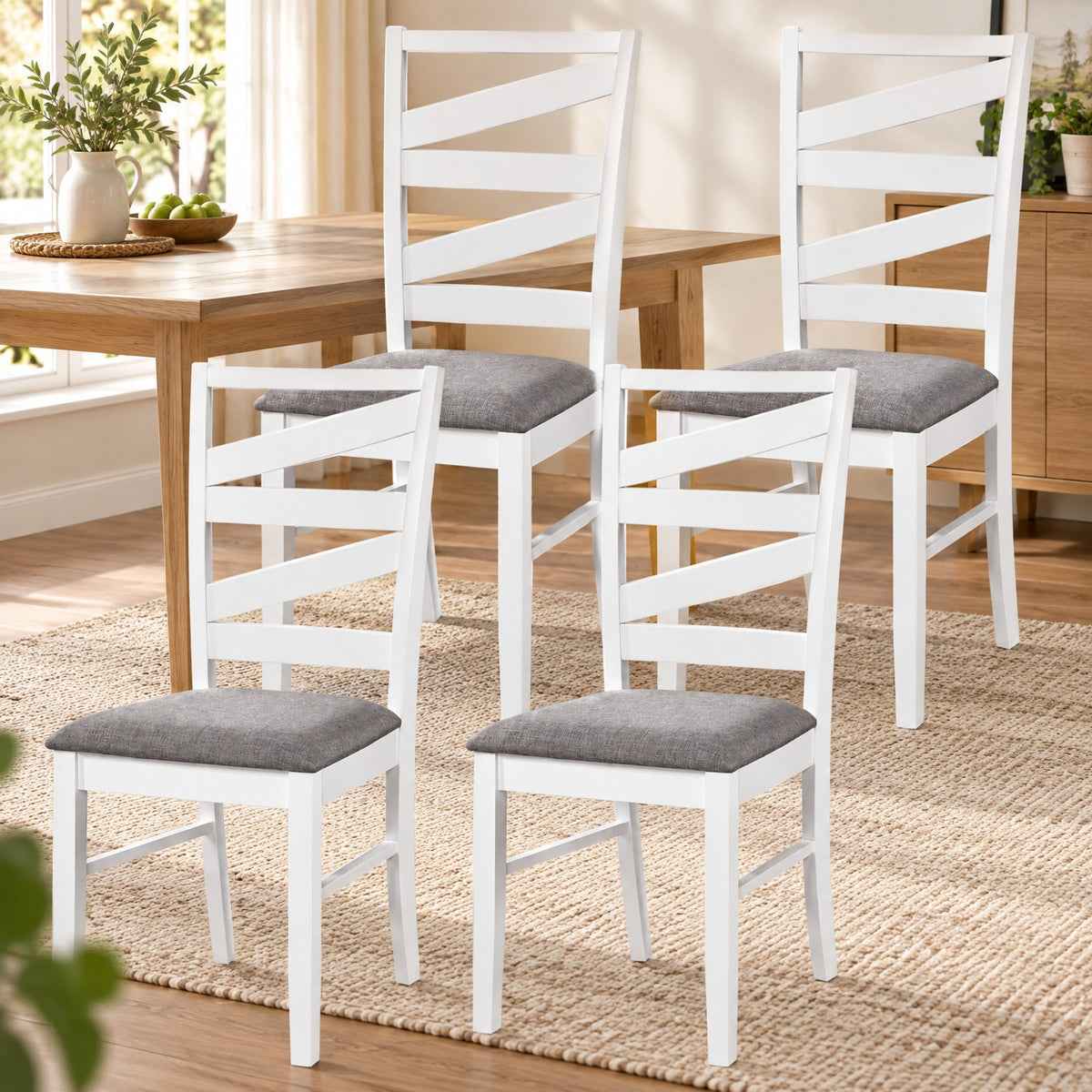 Airfind Dining Chairs Set of 2 with Backrests and Rubber Wood Frames, Chair 330 lbs Capacity, 21 × 18 × 38 Footprint, Brown